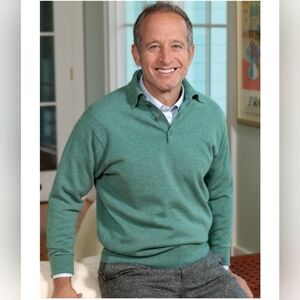 Ben Silver Charleston Casheme Polo Sweater In Sage Green XL